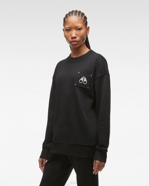 Moose Knuckles Brooklyn Crew Neck Tröjor Dam Svarta | BKIO-15904