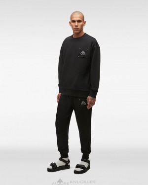 Moose Knuckles Brooklyn Crew Neck Tröjor Herr Svarta | NRAS-86340