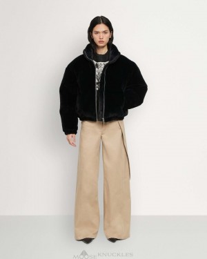 Moose Knuckles Bunny Cropped Puffer Tröjor Dam Svarta | KPDT-75982