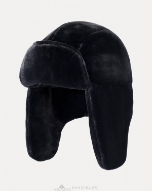 Moose Knuckles Bunny Trapper Hat Hatt Herr Svarta | WLQE-18602