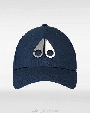 Moose Knuckles Fashion Logo Icon Cap Baseball caps Dam Marinblå | DZIO-42517