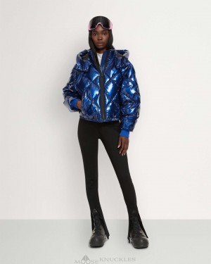 Moose Knuckles Flightweight Glossy Bankhead Bomber Bomberjacka Dam Cobalt | FBGK-32598