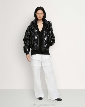 Moose Knuckles Flightweight Glossy Bankhead Bomber Bomberjacka Dam Svarta | DYSP-54397