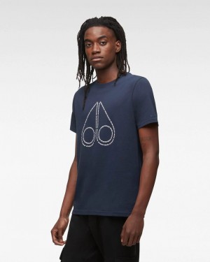 Moose Knuckles Gerrard Tee Tees Herr Marinblå | BAQV-23108