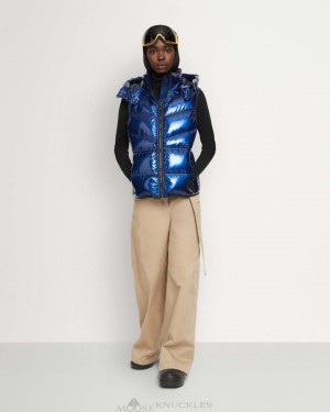 Moose Knuckles Glossy Park Vest Vests Dam Cobalt | AOKC-63025