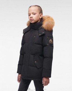 Moose Knuckles Gold 3q Fur Jackor Barn Svarta Guld | DXYA-31098