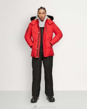 Moose Knuckles Gold 3q Jacket Shearling Jackor Herr Röda Svarta | UMGL-43108
