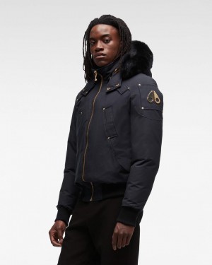 Moose Knuckles Gold Ballistic Bomber Fur Bomberjacka Herr Marinblå Svarta | STQJ-58379