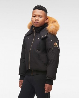 Moose Knuckles Gold Bomber Fur Bomberjacka Barn Svarta Guld | TFSO-73584