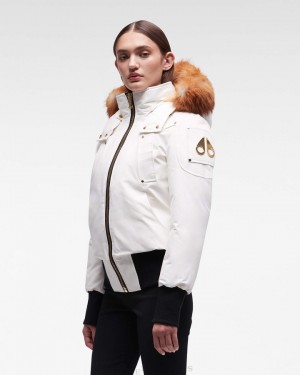 Moose Knuckles Gold Debbie Bomber Fur Bomberjacka Dam Guld | ONQV-72034