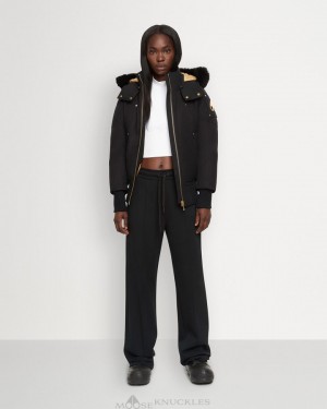 Moose Knuckles Gold Debbie Bomber Shearling Bomberjacka Dam Svarta Svarta | WBDE-74851