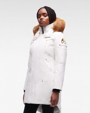 Moose Knuckles Gold Stirling Parka Fur Parkas Dam Guld | IMOH-28430