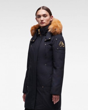 Moose Knuckles Gold Stirling Parka Fur Parkas Dam Marinblå Guld | INET-12789