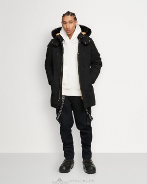 Moose Knuckles Gold Stirling Parka Neoshear Parkas Herr Svarta Svarta | HLBT-43287
