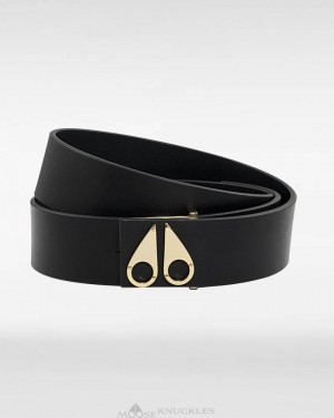 Moose Knuckles Logo Icon Belt Bälte Dam Guld | MHOQ-59672