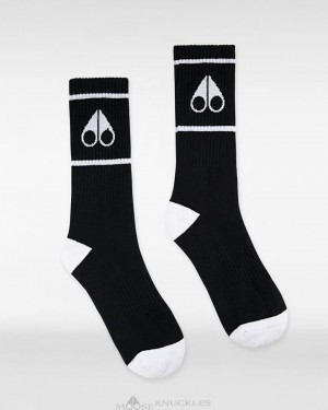 Moose Knuckles Logo Icon Socks Strumpor Herr Svarta Vita | JITH-65183