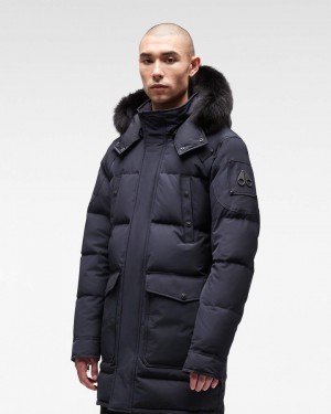 Moose Knuckles Onyx Big Ridge Parka Parkas Herr Marinblå Svarta | SBNZ-87462