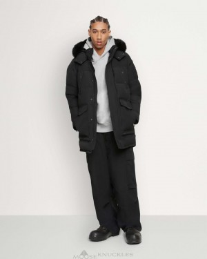 Moose Knuckles Onyx Big Ridge Parka Shearling Parkas Herr Svarta | TAOV-39108