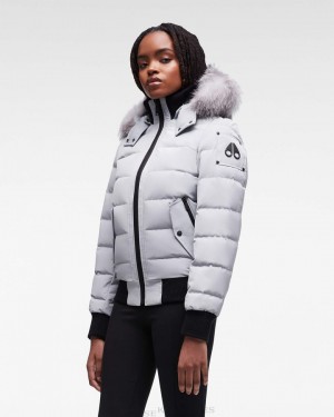 Moose Knuckles Onyx Ladriere Bomber Bomberjacka Dam Gray Birch / Frost Fox Fur | QSUI-63874