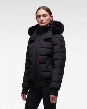 Moose Knuckles Onyx Ladriere Bomber Bomberjacka Dam Svarta Svarta | BDIO-95438