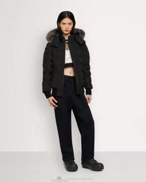 Moose Knuckles Onyx Ladriere Bomber Shearling Bomberjacka Dam Svarta | LIEY-50973
