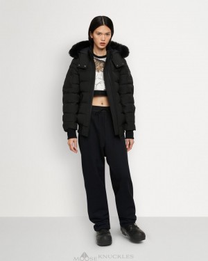 Moose Knuckles Onyx Ladriere Bomber Shearling Bomberjacka Dam Svarta Svarta | DEUJ-68340