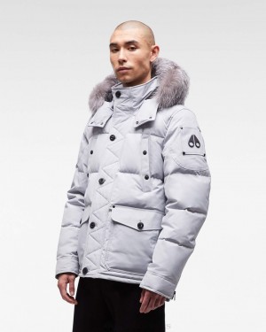 Moose Knuckles Onyx Round Island Jacket Jackor Herr Gray Birch / Frost Fox Fur | WNDH-25408