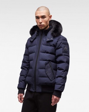 Moose Knuckles Onyx Scotchtown Bomber Bomberjacka Herr Marinblå Svarta | XAVY-10945