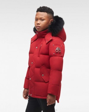 Moose Knuckles Original 3q Fur Jackor Barn Mörkröda Svarta | EUXJ-17204