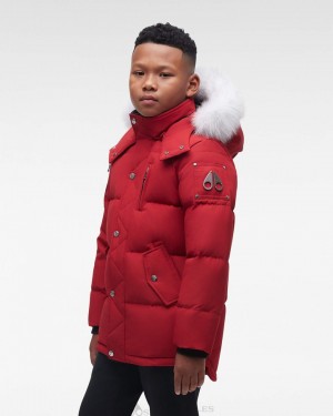 Moose Knuckles Original 3q Fur Jackor Barn Mörkröda | SNVH-37290