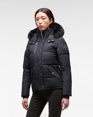 Moose Knuckles Original 3q Fur Jackor Dam Marinblå Svarta | UOFD-41697
