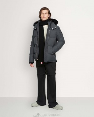 Moose Knuckles Original 3q Fur Jackor Herr Marinblå | PRYX-02768