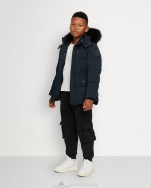 Moose Knuckles Original 3q Shearling Jackor Barn Marinblå Svarta | UVNJ-36102