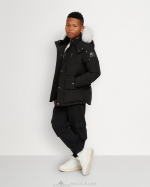 Moose Knuckles Original 3q Shearling Jackor Barn Svarta | QNZY-75643