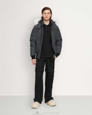 Moose Knuckles Original Ballistic Bomber Fur Bomberjacka Herr Granite / Natural Fox Fur | WFAM-57342