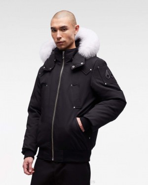 Moose Knuckles Original Ballistic Bomber Fur Bomberjacka Herr Svarta | QYSE-89362