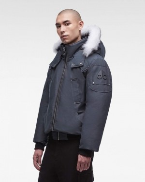 Moose Knuckles Original Ballistic Bomber Shearling Bomberjacka Herr Granite / Natural Shearling | EXZL-06894