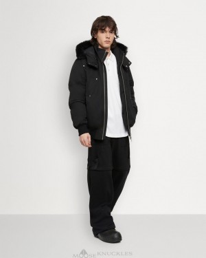 Moose Knuckles Original Ballistic Bomber Shearling Bomberjacka Herr Svarta Svarta | HZSC-04521