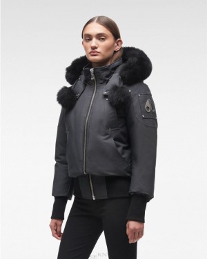 Moose Knuckles Original Debbie Bomber Fur Bomberjacka Dam Svarta | RGBK-14927