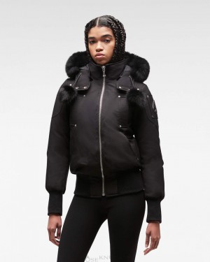 Moose Knuckles Original Debbie Bomber Fur Bomberjacka Dam Svarta Svarta | CZTW-26903