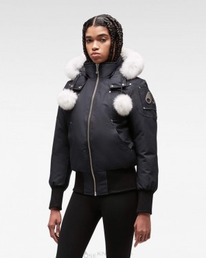 Moose Knuckles Original Debbie Bomber Fur Bomberjacka Dam Marinblå | HZWF-38026