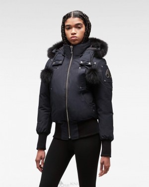 Moose Knuckles Original Debbie Bomber Fur Bomberjacka Dam Marinblå Svarta | SNAK-68145