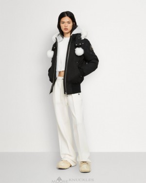 Moose Knuckles Original Debbie Bomber Shearling Bomberjacka Dam Svarta | BYCQ-80165