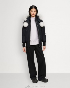 Moose Knuckles Original Debbie Bomber Shearling Bomberjacka Dam Marinblå | HVJP-41367