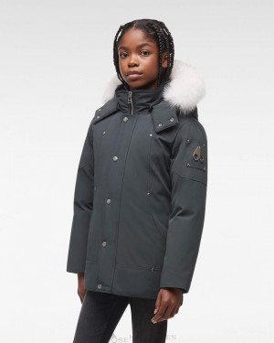 Moose Knuckles Original Parka Fur Parkas Barn Granite / Natural Fox Fur | DNHG-86952