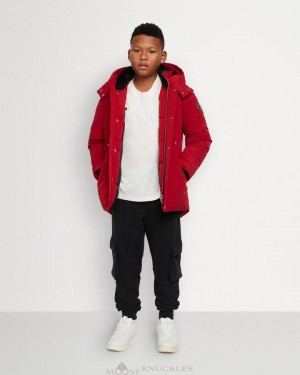 Moose Knuckles Original Parka Parkas Barn Mörkröda | XNGD-59024