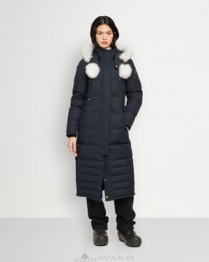 Moose Knuckles Original Saskatchewan Parka Fur Parkas Dam Marinblå | YDBE-90612