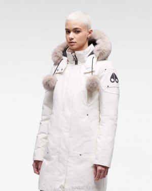 Moose Knuckles Original Stirling Parka Fur Parkas Dam Milky Way / Stoned Fox Fur | BNZX-59687