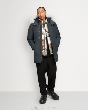 Moose Knuckles Original Stirling Parka Fur Parkas Herr Granite / Natural Fox Fur | SOKE-45671