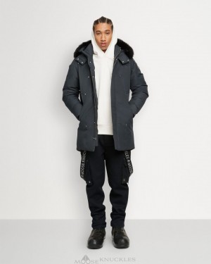 Moose Knuckles Original Stirling Parka Fur Parkas Herr Svarta | YOTD-61537